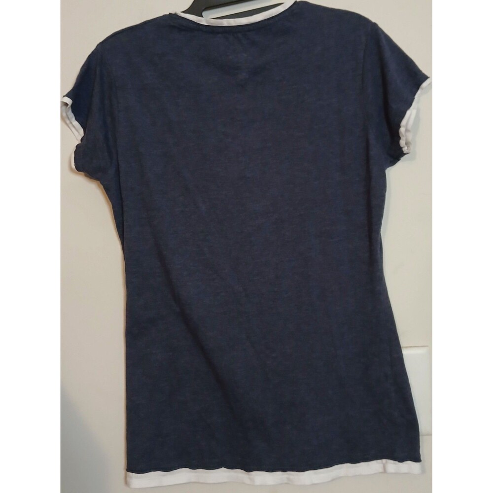 Dallas Cowboys Heart T-Shirt Women's Large Layered Look NFL Graphic Blue Tee - Picture 2 of 4